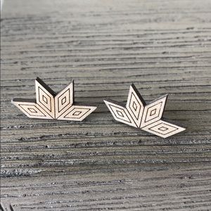 Laser Carved Wood Geometric Studs